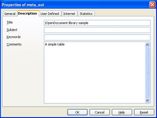 metadata on libreoffice document